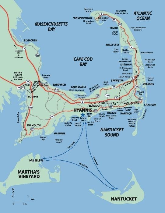 Map of Nantucket off of the Cape