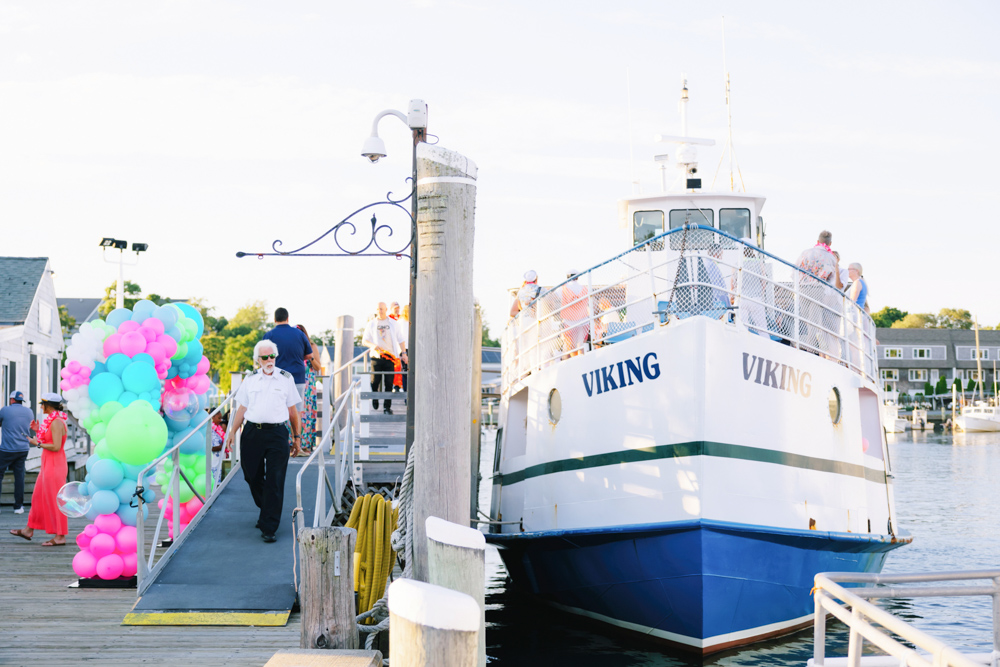 A boat docked at a dock.